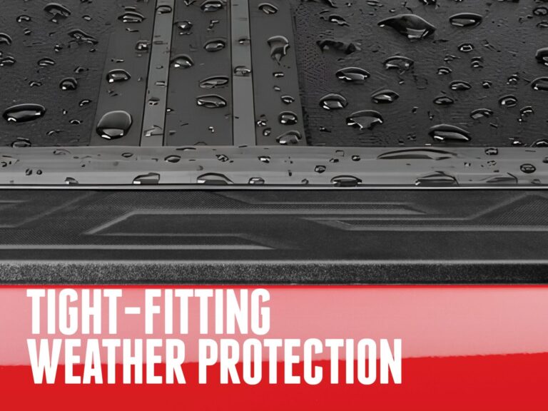 BAKFlip G2 closed cover surface with water beading, demonstrating weather protection