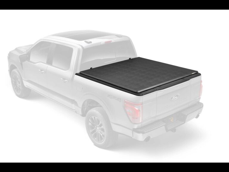 Hero marketing image of Extang Trifecta 2.0 closed cover on a ghosted silver Ford F-150 silhouette, low profile look on white background